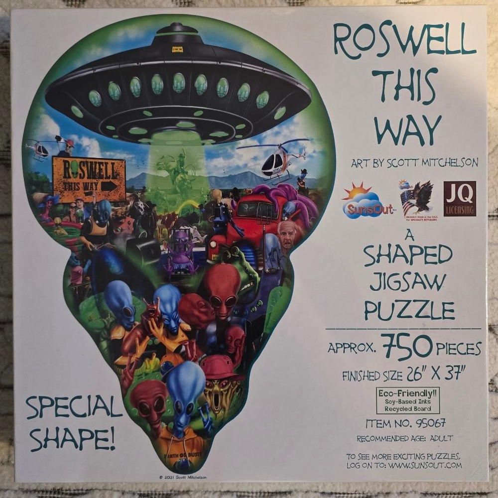 Unisex SunsOut Roswell This Way Shaped Jigsaw Puzzle One Size Multi-color